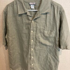 Green Breakwater Casual linen Button Down Shirt with Relaxed Fit men Medium